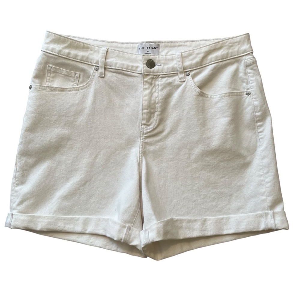 Lane Bryant White Denim Cuffed Jean Short 14